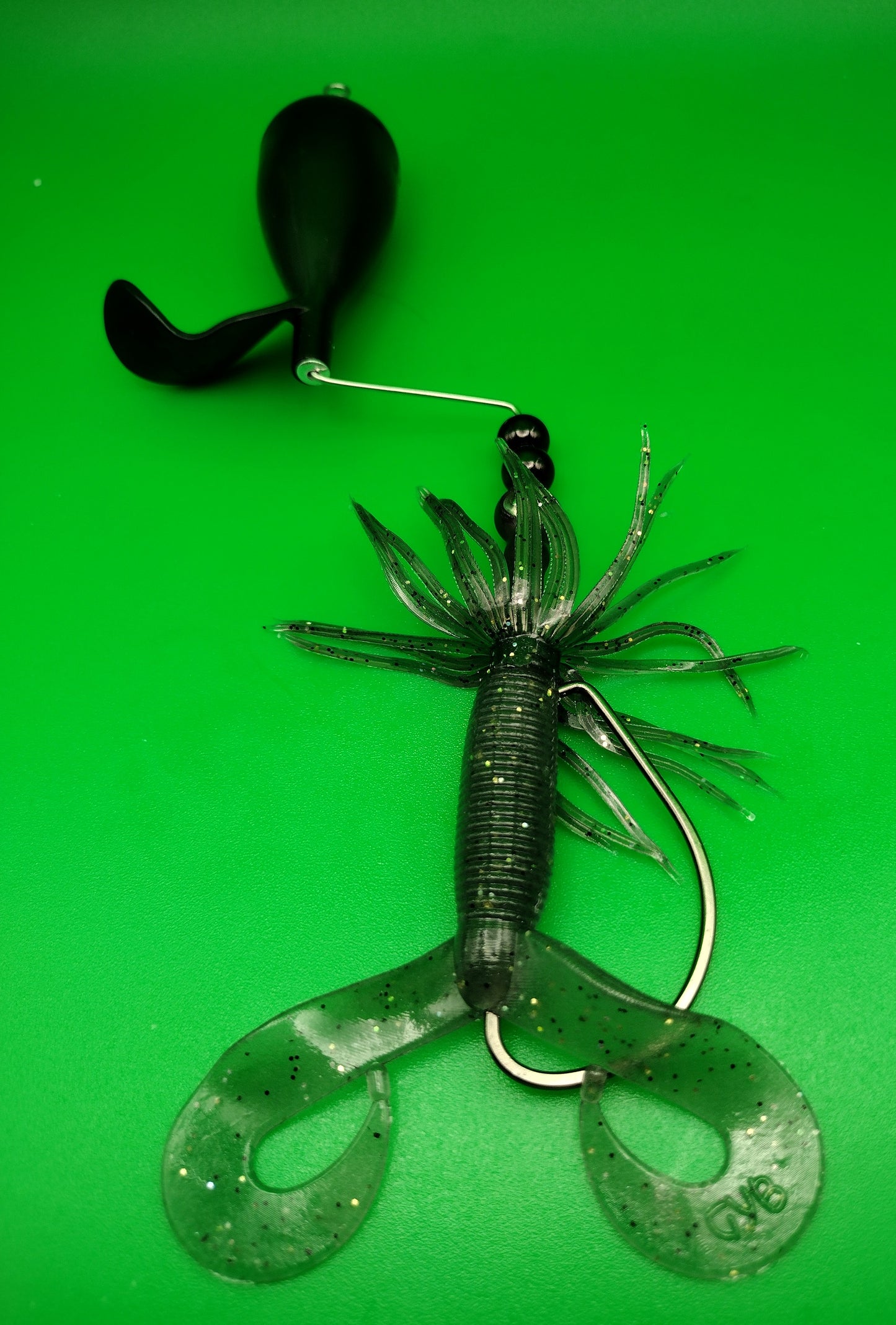 TX10-Offset Topwater Lure Black - Weedless