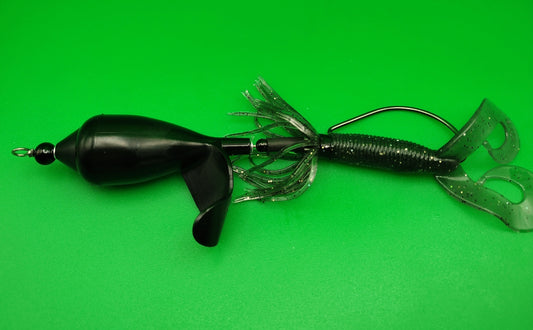 TX10-Inline Top Water Lure - Black - Weedless