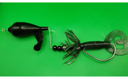 TX10-Offset Topwater Lure Black - Weedless