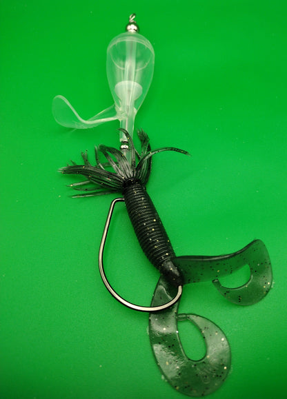 TX10-Inline Top Water Lure - Clear - Weedless