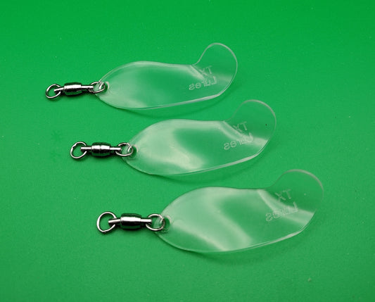 Clear ABS Spinner Bait Blade With Stainless Steel Swivel Qty 3 Per Package