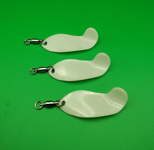 Bone ABS Spinner Bait Blade With Stainless Steel Swivel Qty 3 Per Package