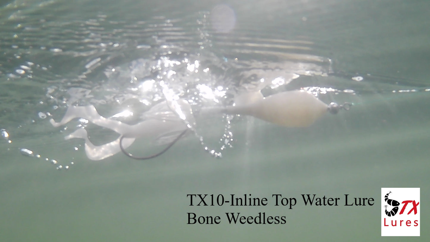Weedless Inline Top Water Lure - Bone