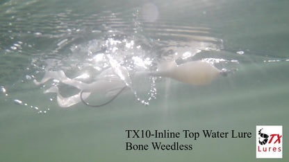 Weedless Inline Top Water Lure - Bone